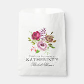 おしゃれな ブライダルシャワー フューシャピンク 花柄 オーダーメイド フェイバーバッグ (正面)
