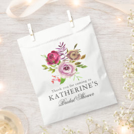 おしゃれな ブライダルシャワー フューシャピンク 花 カスタム フェイバーバッグ