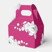おしゃれな ブライダルシャワー マゼンタ 白 花 フェイバーボックス (裏面サイド)