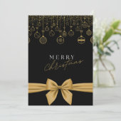 おしゃれな ブラック＆ゴールドの "メリークリスマス" カード (スタンド正面)