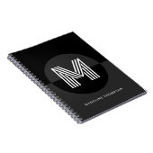 おしゃれな ブラック ホワイト グレー 幾何学 モダン モノグラム ノートブック (右側)