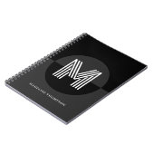 おしゃれな ブラック ホワイト グレー 幾何学 モダン モノグラム ノートブック (左側)