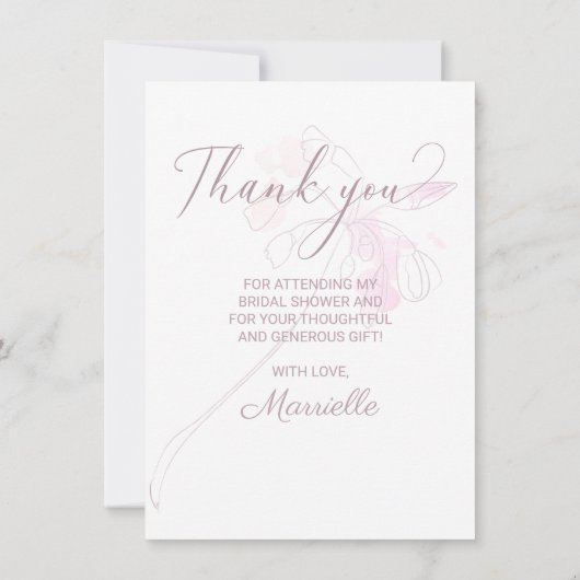 おしゃれな ブラッシュ フラワーの水彩写真 結婚前お披露目カード サンキューカード (裏面)