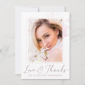 おしゃれな ブラッシュ フラワーの水彩写真 結婚前お披露目パーティー サンキューカード (正面)