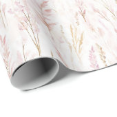 おしゃれな プレッシュピンクの花の誕生日 ラッピングペーパー (ロールコーナー)