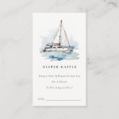 おしゃれな ヨットと海の景色のオムツくじ ブライダルシャワー エンクロージャーカード (正面)