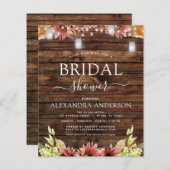 おしゃれな ラスティック 木材 秋のひまわり ブライダルシャワー (正面/裏面)