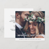 おしゃれな 同じ愛 新しい計画 予定変更 フォト 案内状 (正面/裏面)