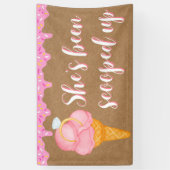 おしゃれな「彼女のハートはもうGET」ウェディングシャワーバナー装飾 横断幕 (縦)