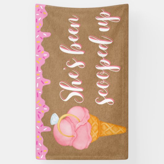 おしゃれな「彼女のハートはもうGET」ウェディングシャワーバナー装飾 横断幕 (縦)