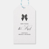 おしゃれな「彼女は結婚する ブラックボウ ブライダルシャワー」 ギフトタグ (裏面)