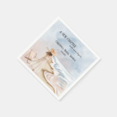 おしゃれな「新しい章」ビーチとウェーブのブライズシャワー スタンダードカクテルナプキン (角)