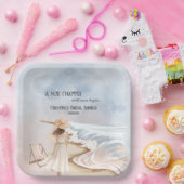 おしゃれな「新しい章」ビーチとウェーブのブライズシャワー ペーパープレート (パーティー)