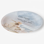 おしゃれな「新しい章」ビーチとウェーブのブライズシャワー ペーパープレート (アングル)