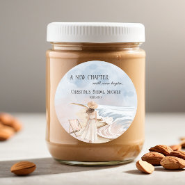 おしゃれな「新しい章」ビーチとウェーブのブライズシャワー ラウンドシール