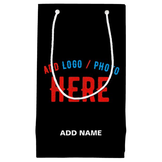 おしゃれな 現代の カスタマイズ可能な ブラック 認定 ブランド スモールペーパーバッグ (正面)