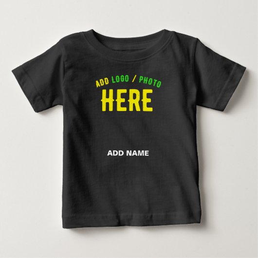 おしゃれな 現代風 カスタマイズ可能な ブラック 認証済み ブランド ベビーTシャツ (正面)