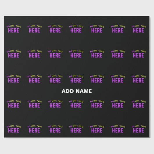 おしゃれな 現代風 カスタマイズ可能な ブラック 認証済み ブランド ラッピングペーパー (フラット)