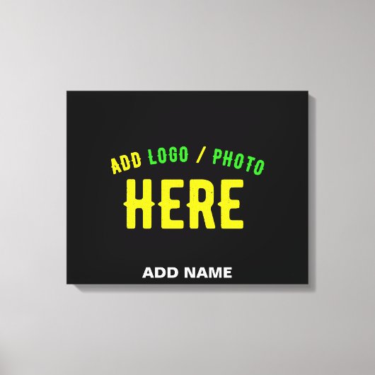 おしゃれな 現代風 カスタマイズ可能な 黒色 検証済み ブランド キャンバスプリント (正面)