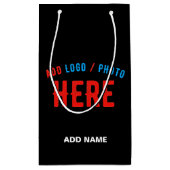 おしゃれな 現代風 カスタマイズ可能な 黒色 検証済み ブランド スモールペーパーバッグ (裏面)