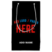 おしゃれな 現代風 カスタマイズ可能な 黒色 検証済み ブランド スモールペーパーバッグ (正面)