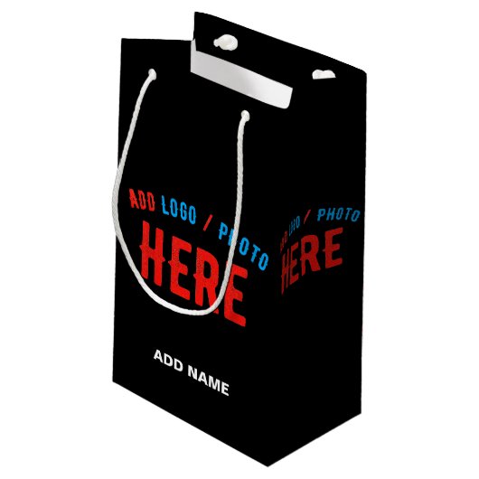 おしゃれな 現代風 カスタマイズ可能な 黒色 検証済み ブランド スモールペーパーバッグ (裏面アングル)