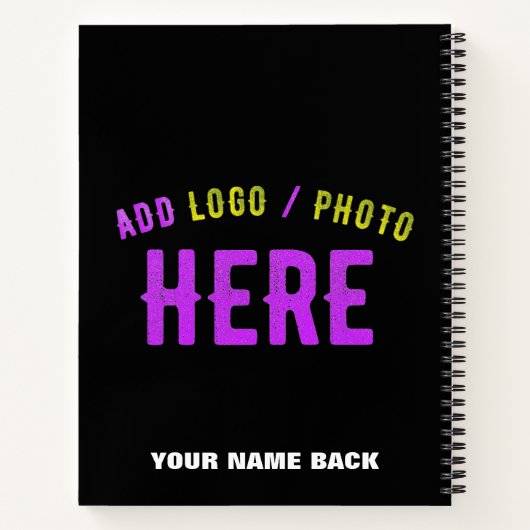 おしゃれな 現代風 カスタマイズ可能な 黒色 検証済み ブランド ノートブック (裏面)