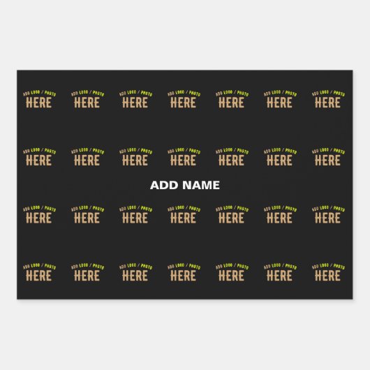 おしゃれな 現代風 カスタマイズ可能な 黒色 検証済み ブランド ラッピングペーパーシート (正面)