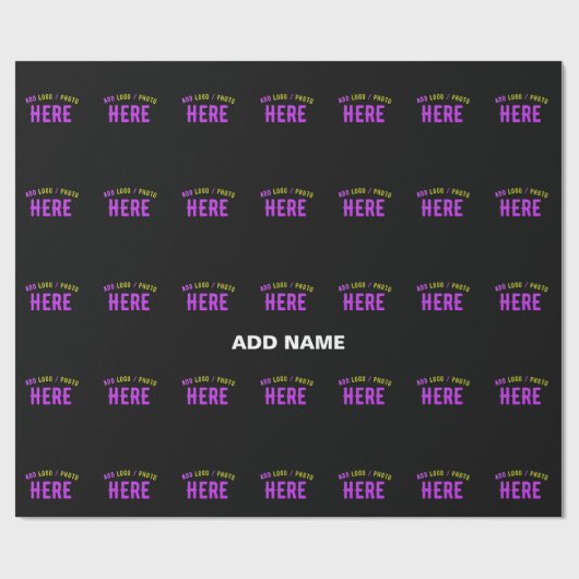 おしゃれな 現代風 カスタマイズ可能な 黒色 検証済み ブランド ラッピングペーパー (フラット)