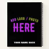 おしゃれな 現代風 カスタマイズ可能 ブラック 認証済み ブランド ノートブック (裏面)