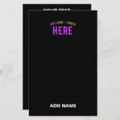 おしゃれな 現代風 カスタマイズ可能 ブラック 認証済み ブランド 便箋 (正面/裏面)