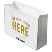 おしゃれな 現代風 カスタマイズ可能 白色 検証済み ブランド製品 ラージペーパーバッグ (裏面アングル)