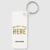おしゃれな 現代風 カスタマイズ可能 白色 検証済み ブランド キーホルダー (裏面)
