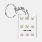 おしゃれな 現代風 カスタマイズ可能 白色 検証済み ブランド キーホルダー (正面左)