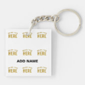 おしゃれな 現代風 カスタマイズ可能 白色 検証済み ブランド キーホルダー (裏面)