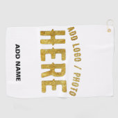 おしゃれな 現代風 カスタマイズ可能 白色 検証済み ブランド ゴルフタオル (横)