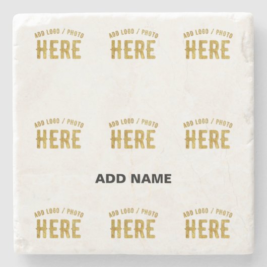 おしゃれな 現代風 カスタマイズ可能 白色 検証済み ブランド ストーンコースター (正面)