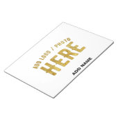 おしゃれな 現代風 カスタマイズ可能 白色 検証済み ブランド ノートパッド (アングル)