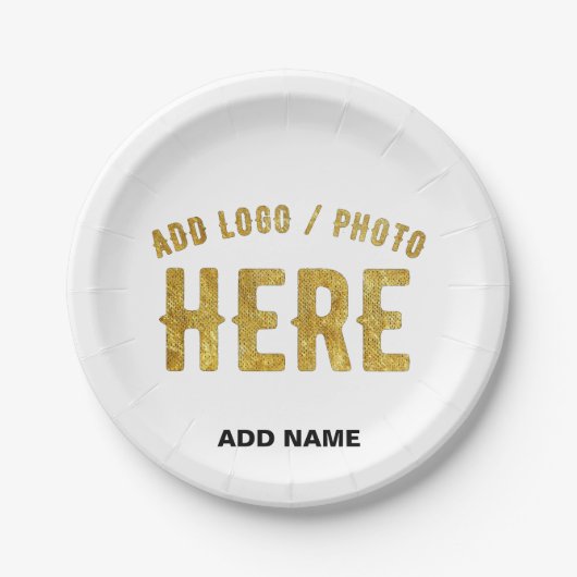 おしゃれな 現代風 カスタマイズ可能 白色 検証済み ブランド ペーパープレート (正面)