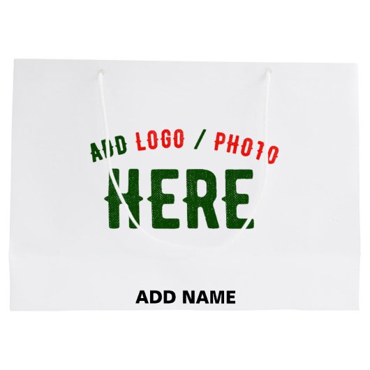 おしゃれな 現代風 カスタマイズ可能 白色 検証済み ブランド ラージペーパーバッグ (裏面)