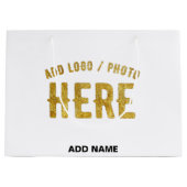 おしゃれな 現代風 カスタマイズ可能 白色 検証済み ブランド ラージペーパーバッグ (正面)