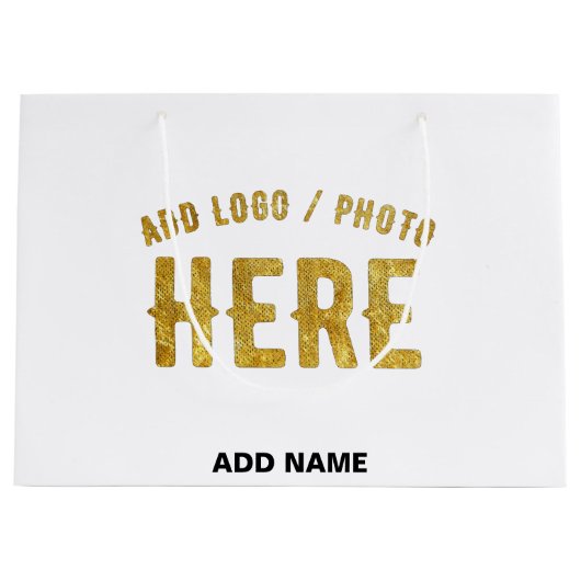 おしゃれな 現代風 カスタマイズ可能 白色 検証済み ブランド ラージペーパーバッグ (正面)