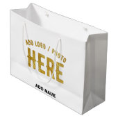 おしゃれな 現代風 カスタマイズ可能 白色 検証済み ブランド ラージペーパーバッグ (正面アングル)