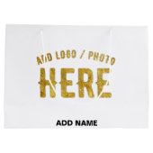 おしゃれな 現代風 カスタマイズ可能 白色 検証済み ブランド ラージペーパーバッグ (裏面)