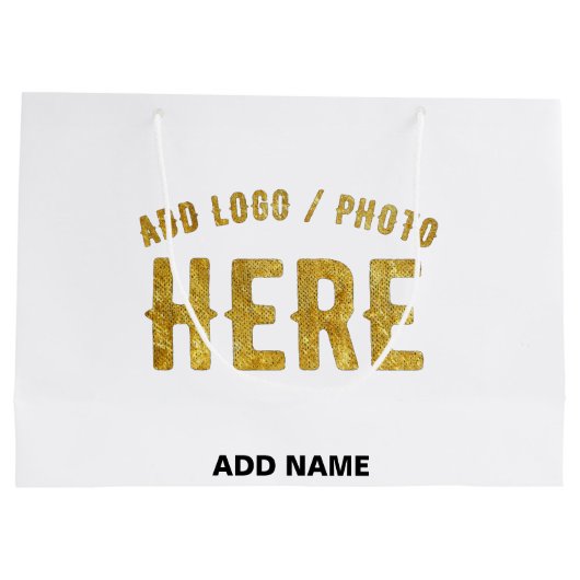 おしゃれな 現代風 カスタマイズ可能 白色 検証済み ブランド ラージペーパーバッグ (裏面)