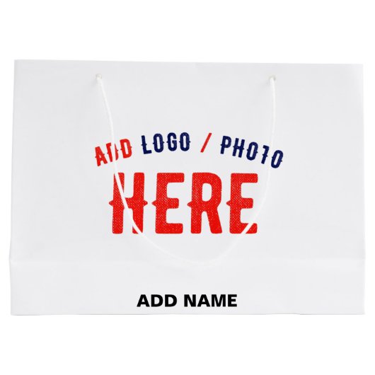 おしゃれな 現代風 カスタマイズ可能 白色 検証済み ブランド ラージペーパーバッグ (裏面)