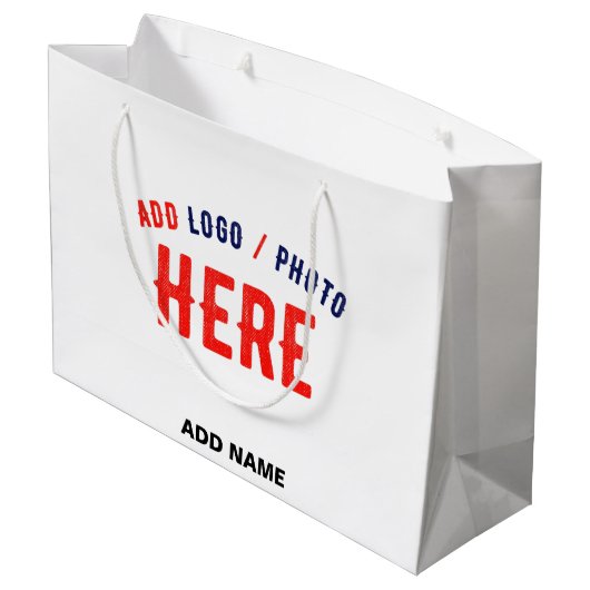 おしゃれな 現代風 カスタマイズ可能 白色 検証済み ブランド ラージペーパーバッグ (裏面アングル)