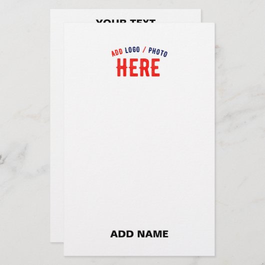 おしゃれな 現代風 カスタマイズ可能 白色 検証済み ブランド 便箋 (正面/裏面)