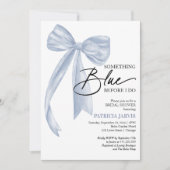 おしゃれな「私の結婚式のために何か青いものを」コケッティ ドゥスティー ブルー ボウ ブライダル シ 招待状 (正面)