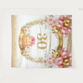 おしゃれな 30歳の誕生日 ブルッシュゴールドの誕生日バナー タペストリー (正面(横))